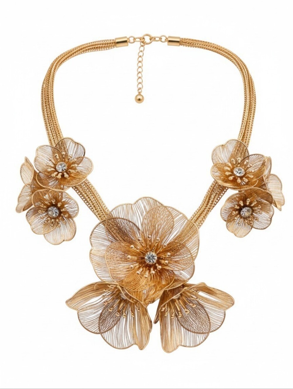💛▪️Piper K▪️  Gold 17" Blossoms Elegant Gold Floral Necklace